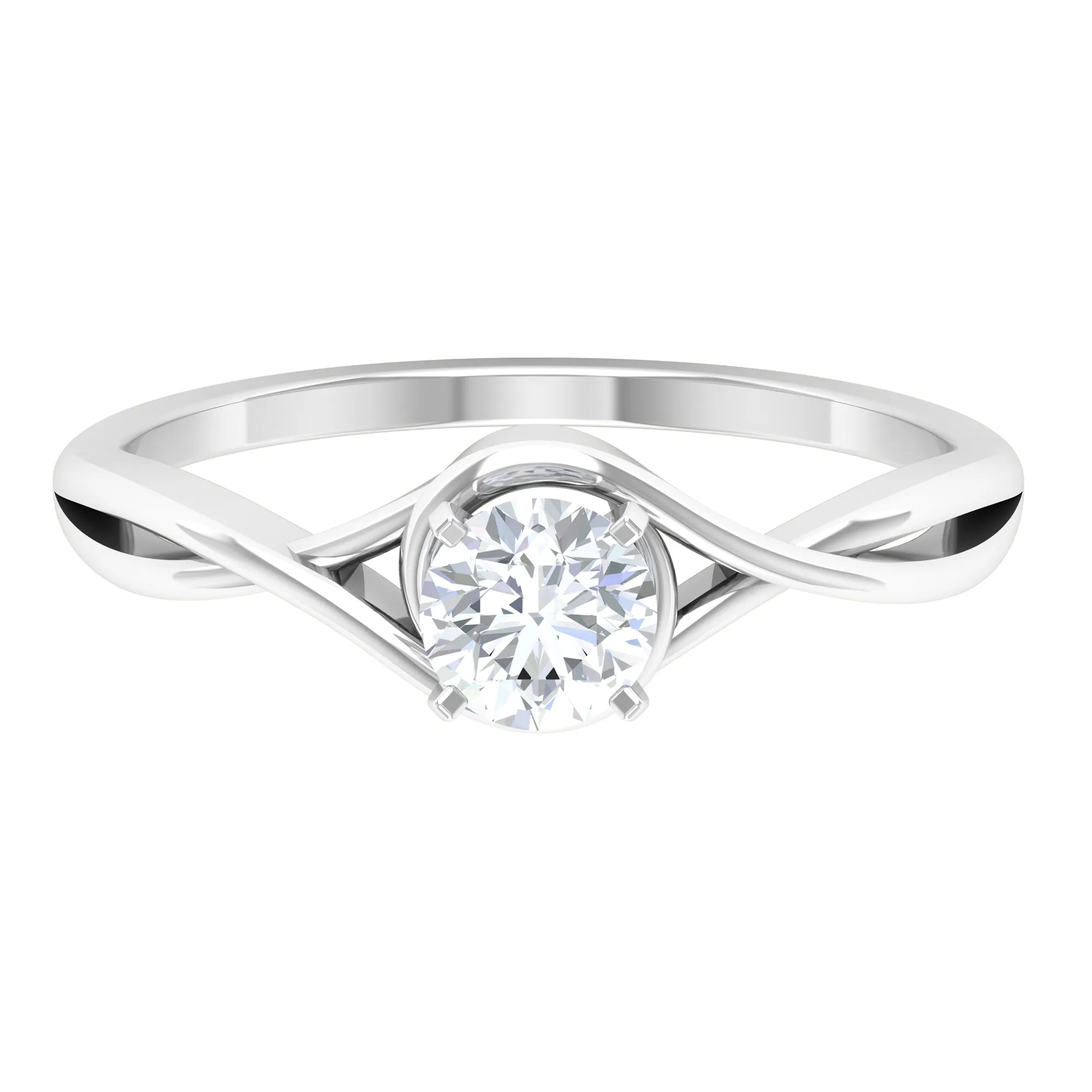 1/2 CT Round Solitaire Zircon Crossover Engagement Ring