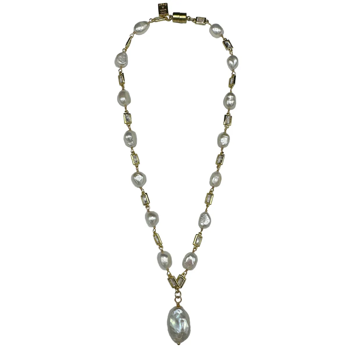 218-01-G |ATHENS PEARL & CRYSTAL NECKLACE