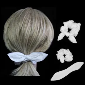 25 Premium White Small Bow Hair Scrunchies ($.49 each)