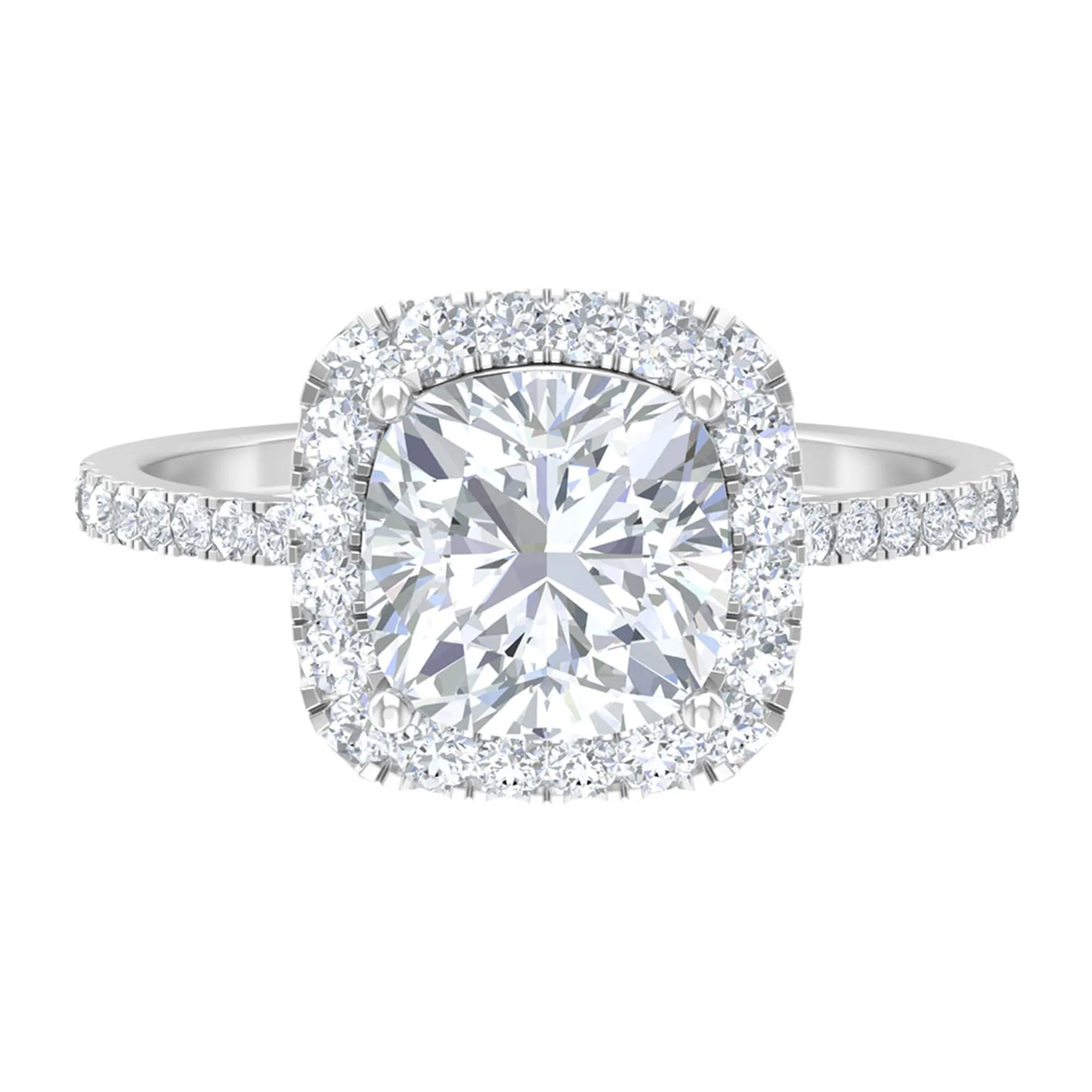 4.25 CT Cushion Cut Zircon Engagement Ring with Halo