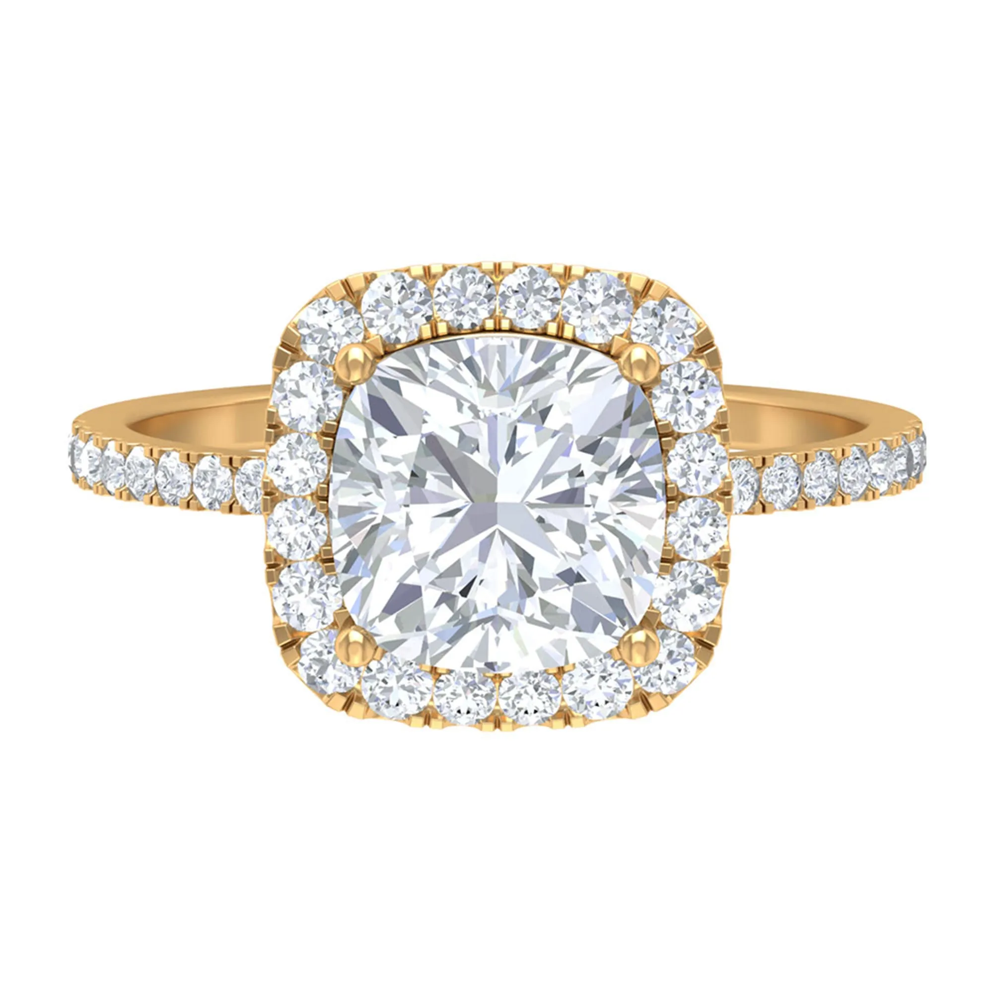 4.25 CT Cushion Cut Zircon Engagement Ring with Halo