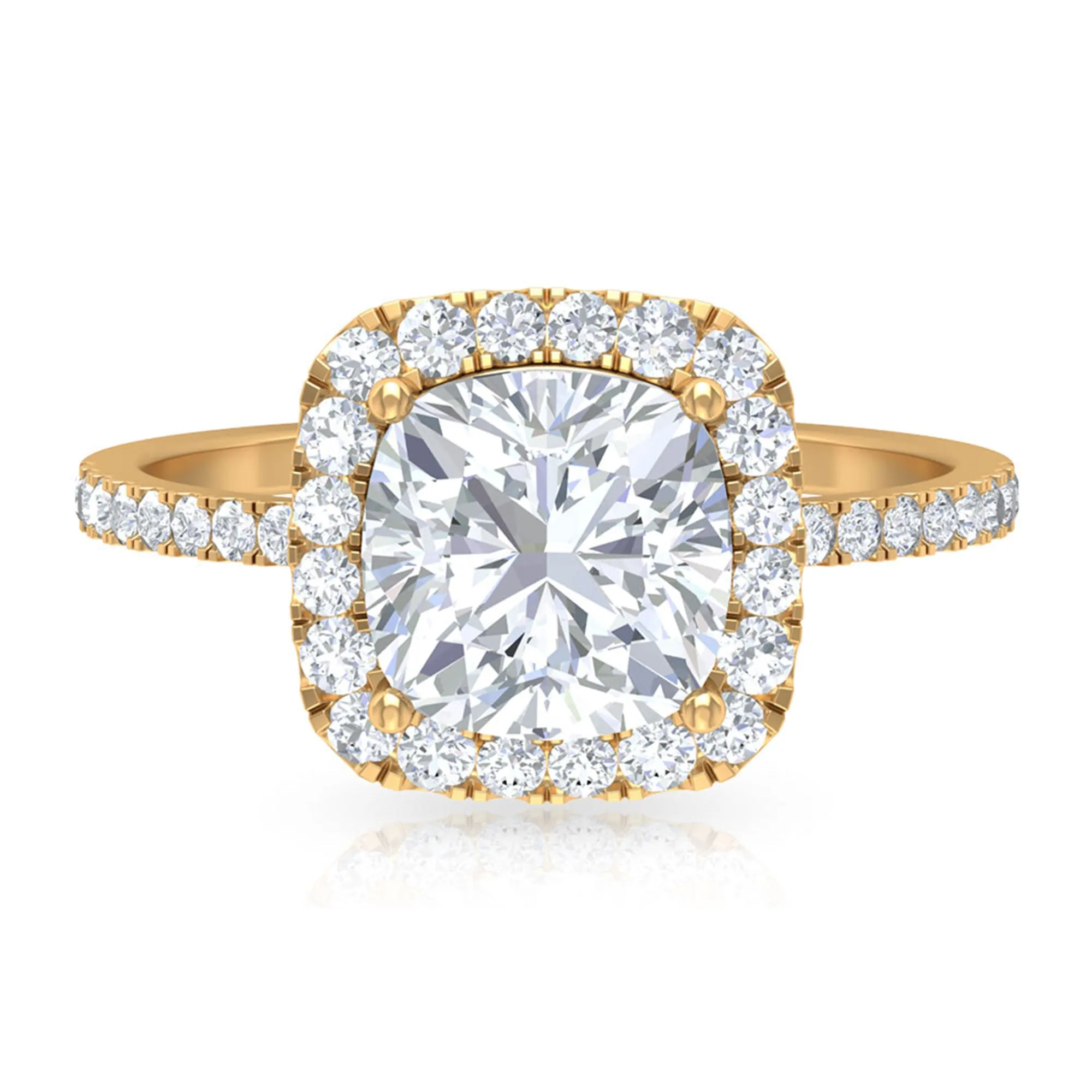 4.25 CT Cushion Cut Zircon Engagement Ring with Halo