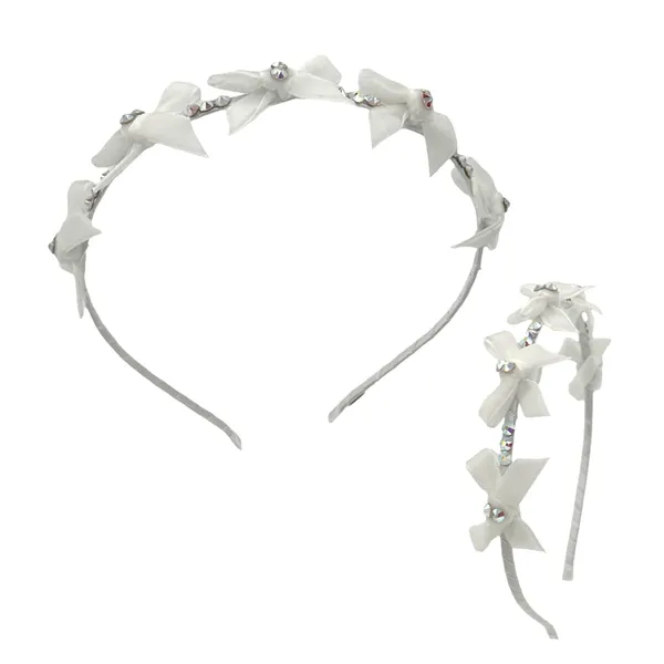 Bari Lynn Velvet Bow Thin Headband - White