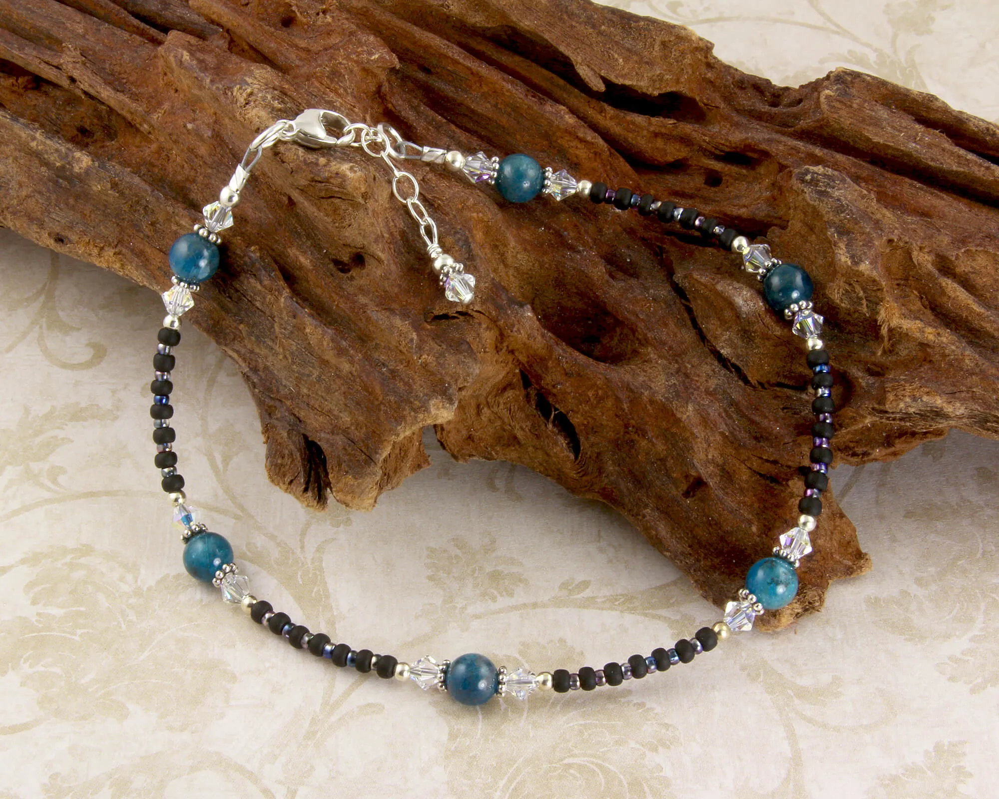 Blue Apatite Gemstone Beaded Anklet