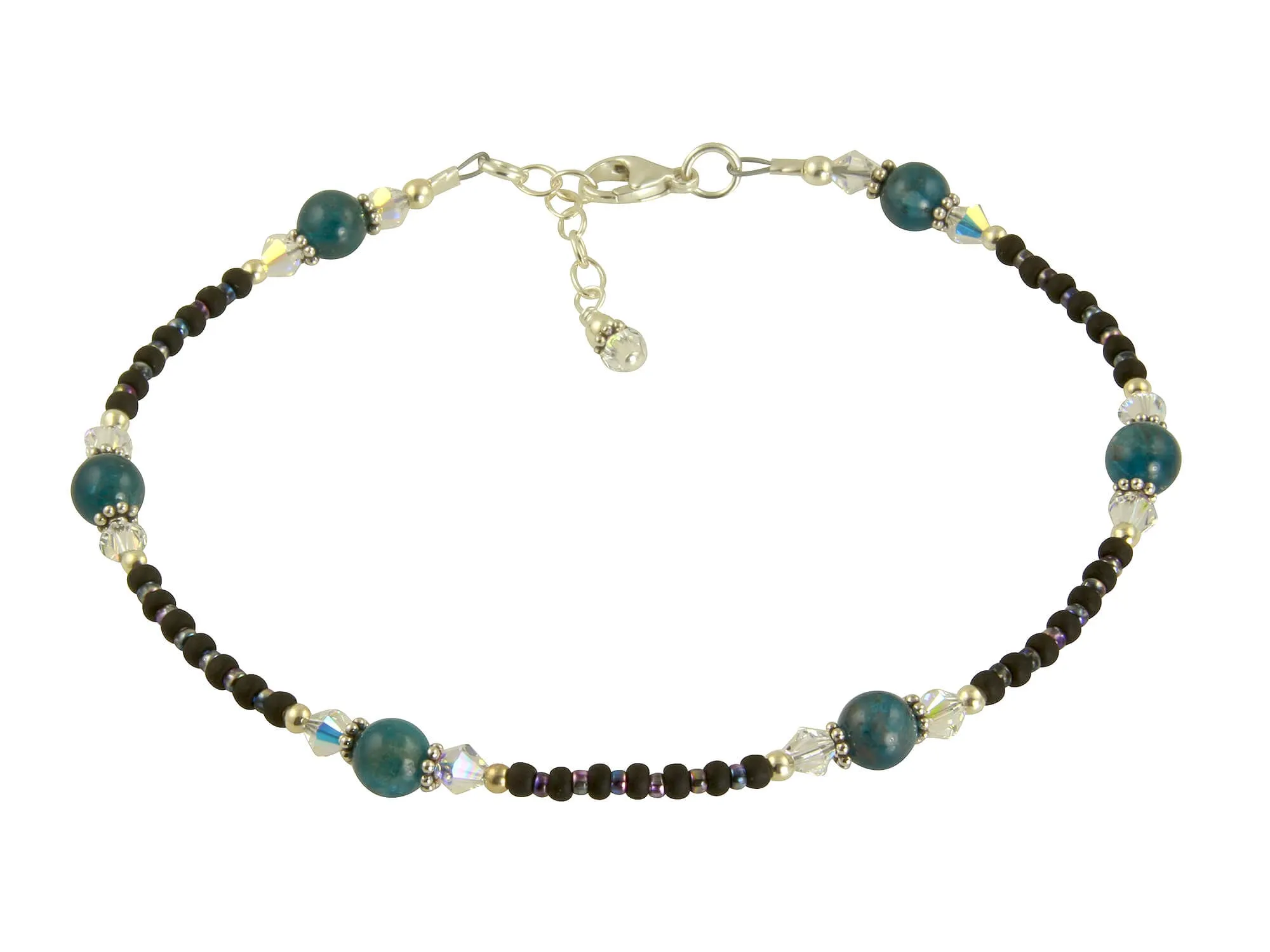 Blue Apatite Gemstone Beaded Anklet