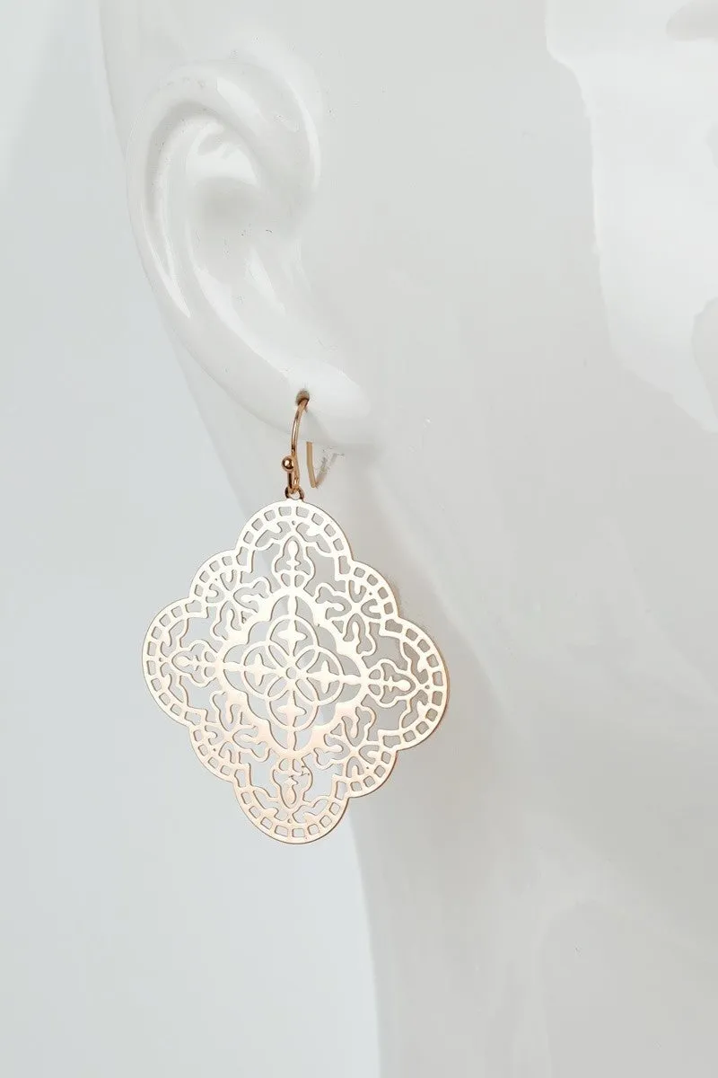 Boho Laser Cut Filigree Hook Earrings