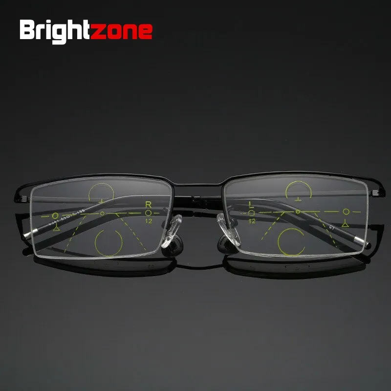 Brightzone Men's Reading Glasses Semi Rim Alloy Progressive