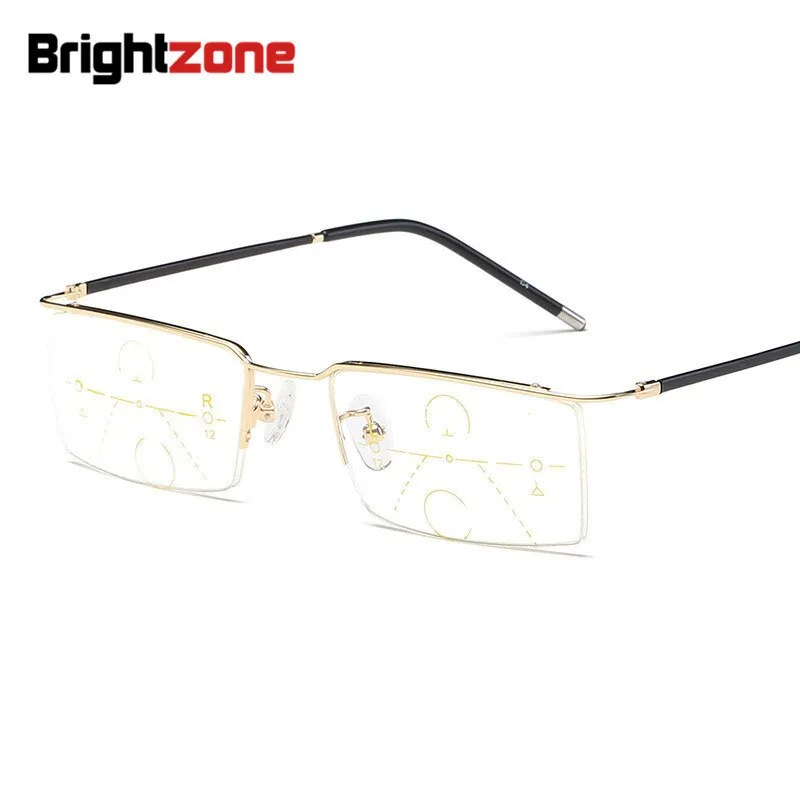 Brightzone Men's Reading Glasses Semi Rim Alloy Progressive