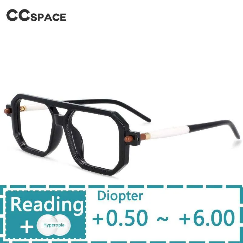 CCspace Unisex Full Rim Square Double Bridge Polycarbonate Reading Glasses R54381