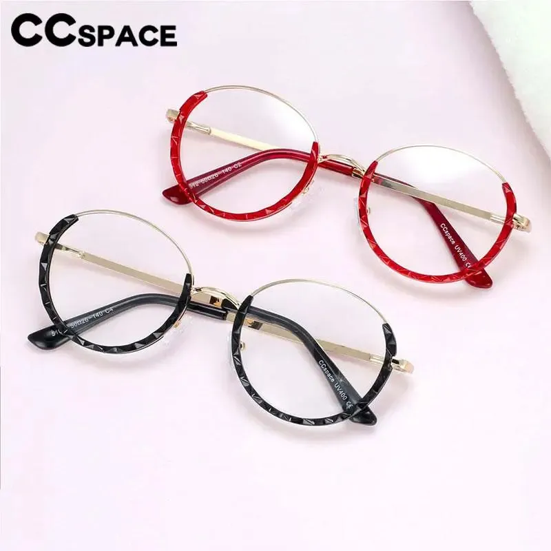 CCspace Women's Full Rim Round Hyperopic Alloy  Reading Glasses R51012