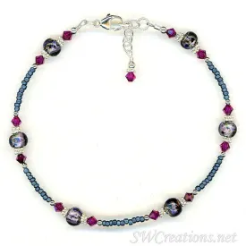 Fuchsia Amethyst Blue Beaded Anklet