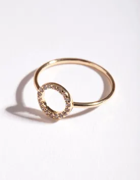 Gold Cubic Zirconia Open Circle Ring