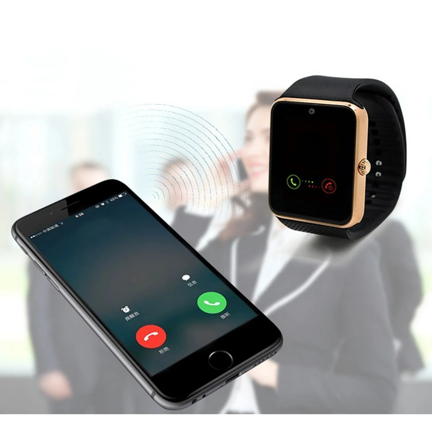 GT08 Touch Screen Bluetooth Smart Wrist Watch Phone Mate For Android IOS iPhone