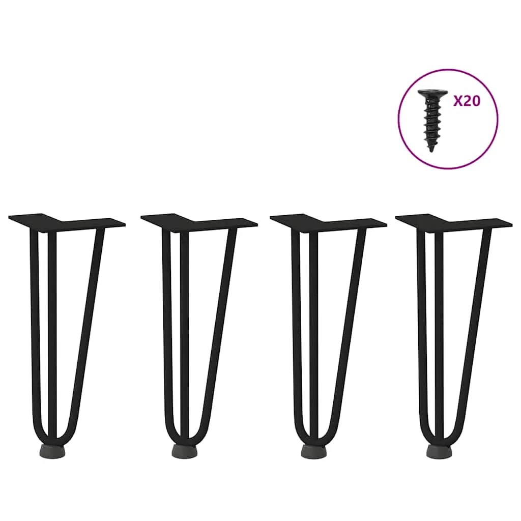 Hairpin Table Legs 4 pcs Black 30 cm Solid Steel