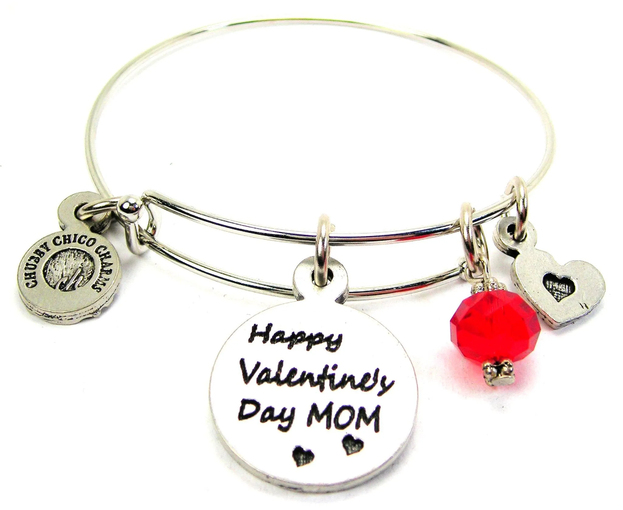 Happy Valentine's Day Mom Expandable Bangle Bracelet