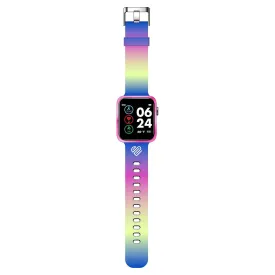 Justice Female Tween Smart Watch with Silicone Strap in Ombre Rainbow (JSE4226WM)