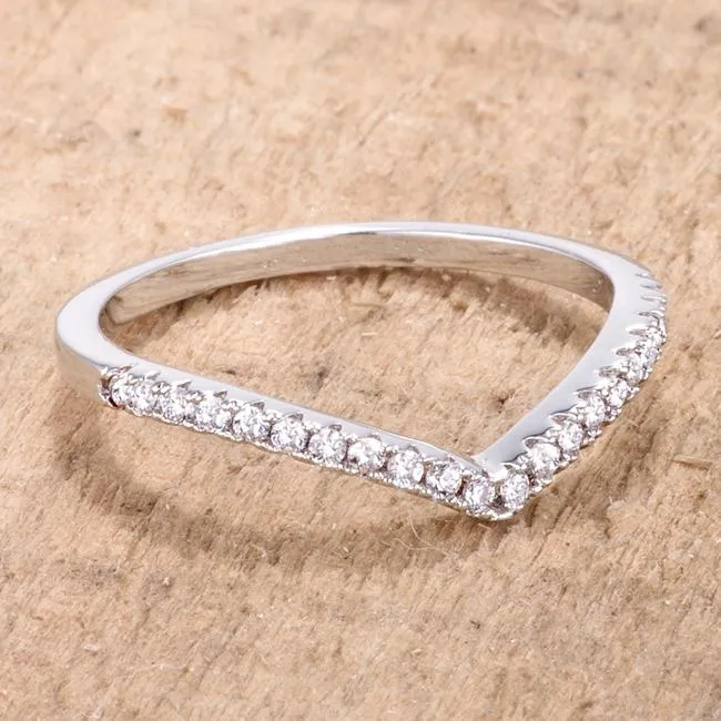 Ladda CZ Chevron Silver Band Ring | 0.35ct