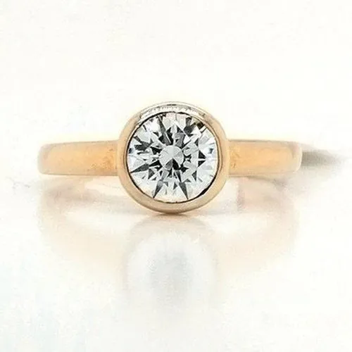 Ladies CZ Dress Ring in Rub Over Setting