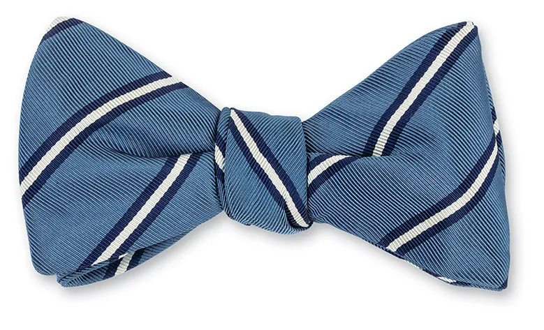 Light Blue/Navy Queens Stripes Bow Tie - B5563