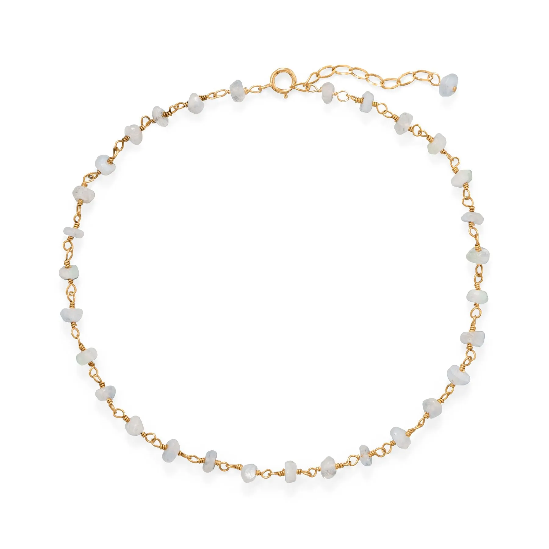 Moonlight Glow 14 Karat Gold Filled Rainbow Moonstone Anklet