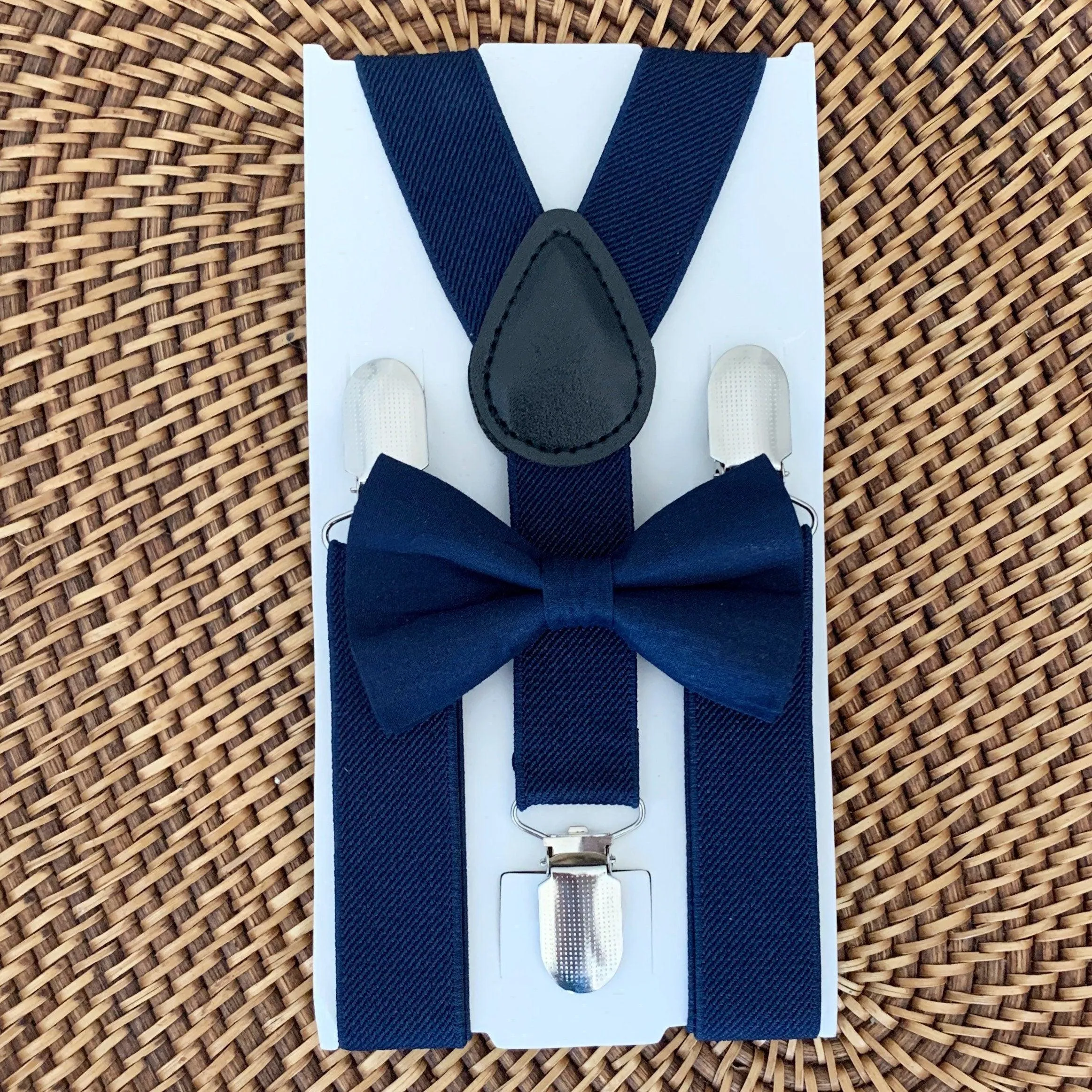 Navy Bow Tie & Navy Suspenders Set