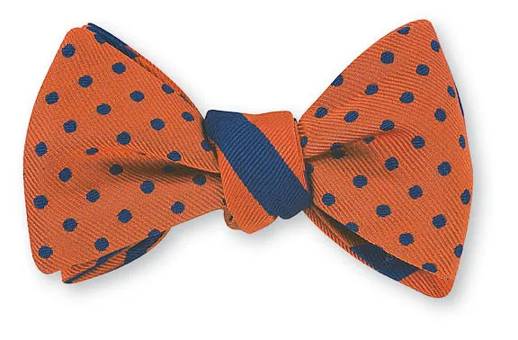 Orange/ Navy University Dots/Stripes Bow Tie - B2379/627