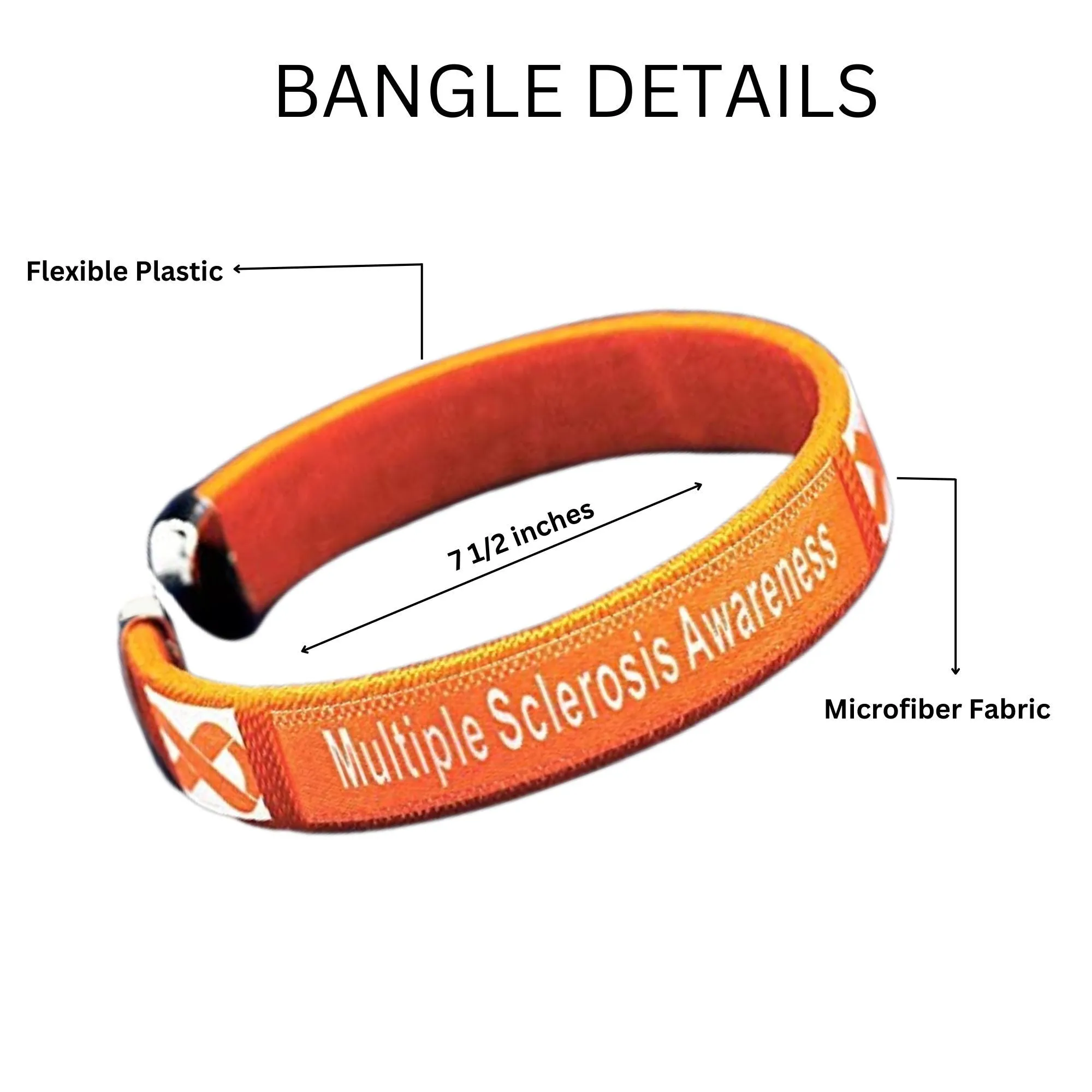 Orange Ribbon Multiple Sclerosis Awareness Bangle Bracelets