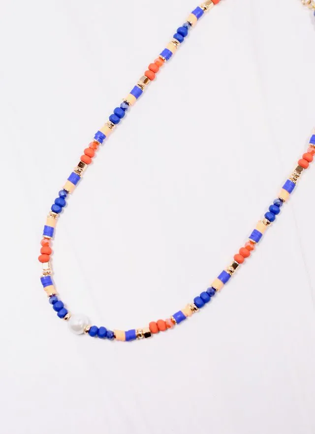 Oskar Beaded Necklace BLUE ORANGE