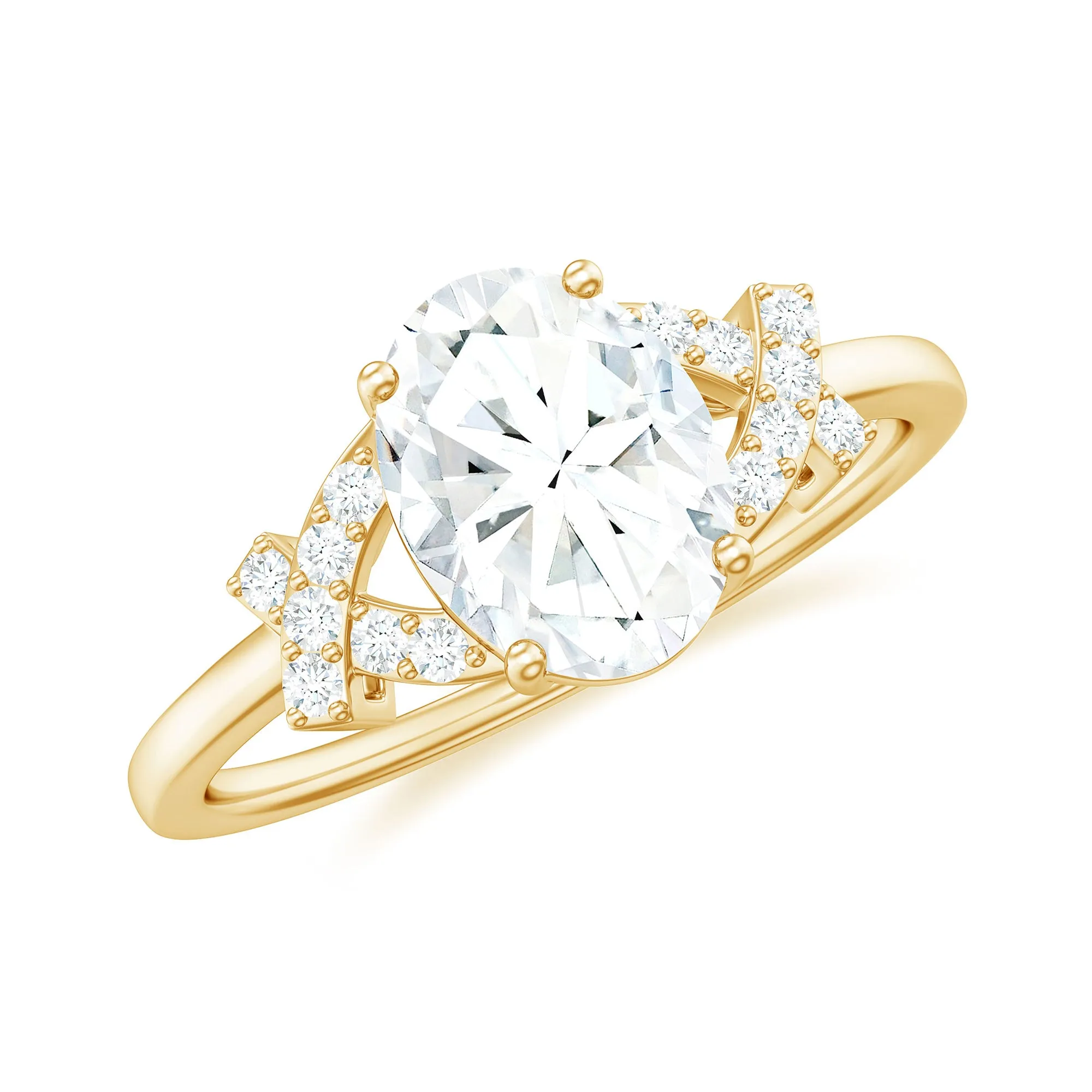 Oval Zircon Solitaire Split Shank Ring