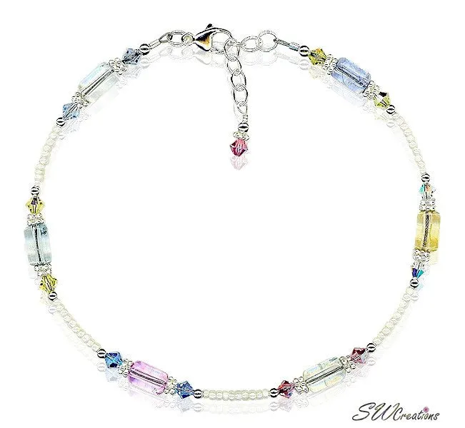 Pastel Quartz Crystal Beaded Anklet