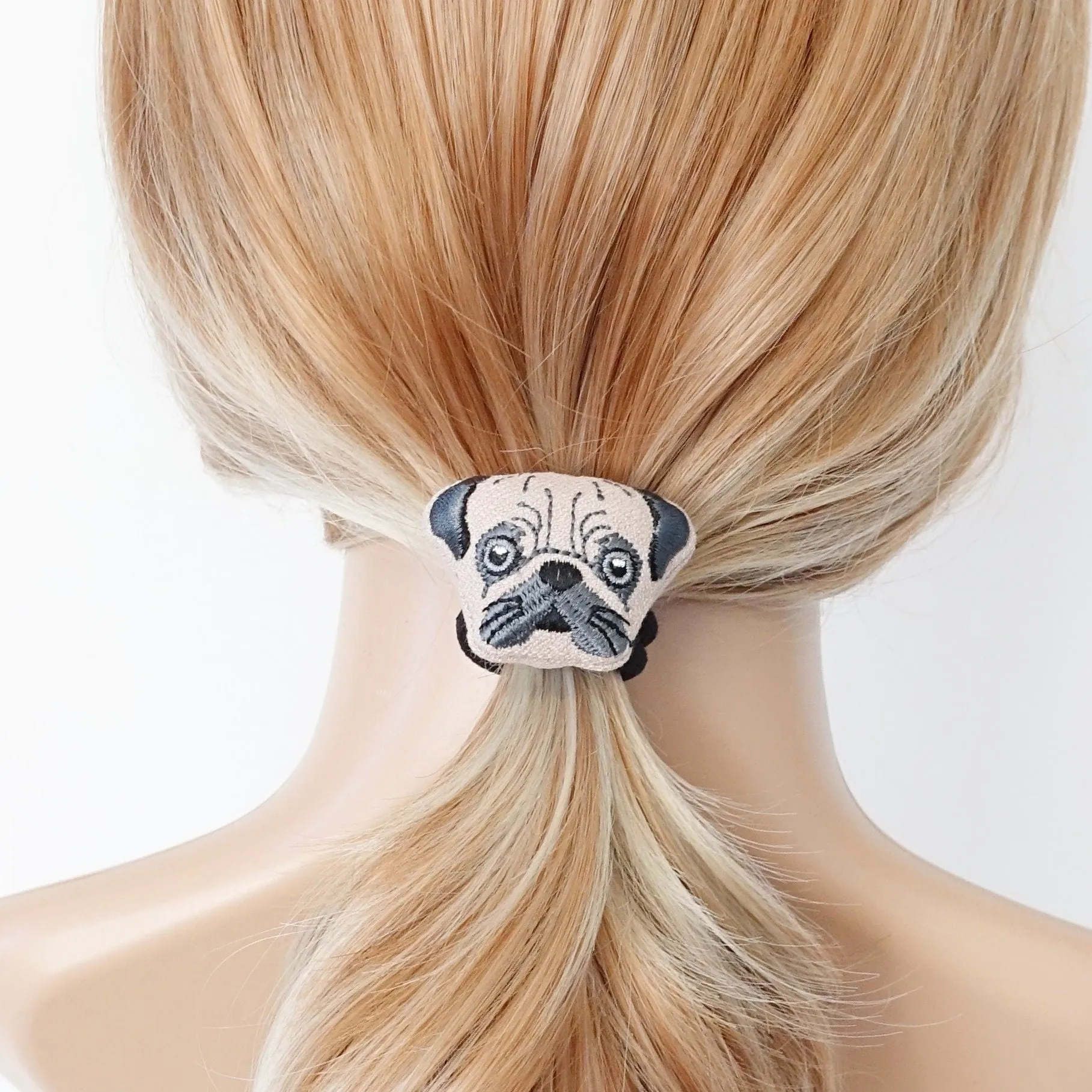 pet dog embroidery hair elastic companion character ponytail holder cuter  hair ties