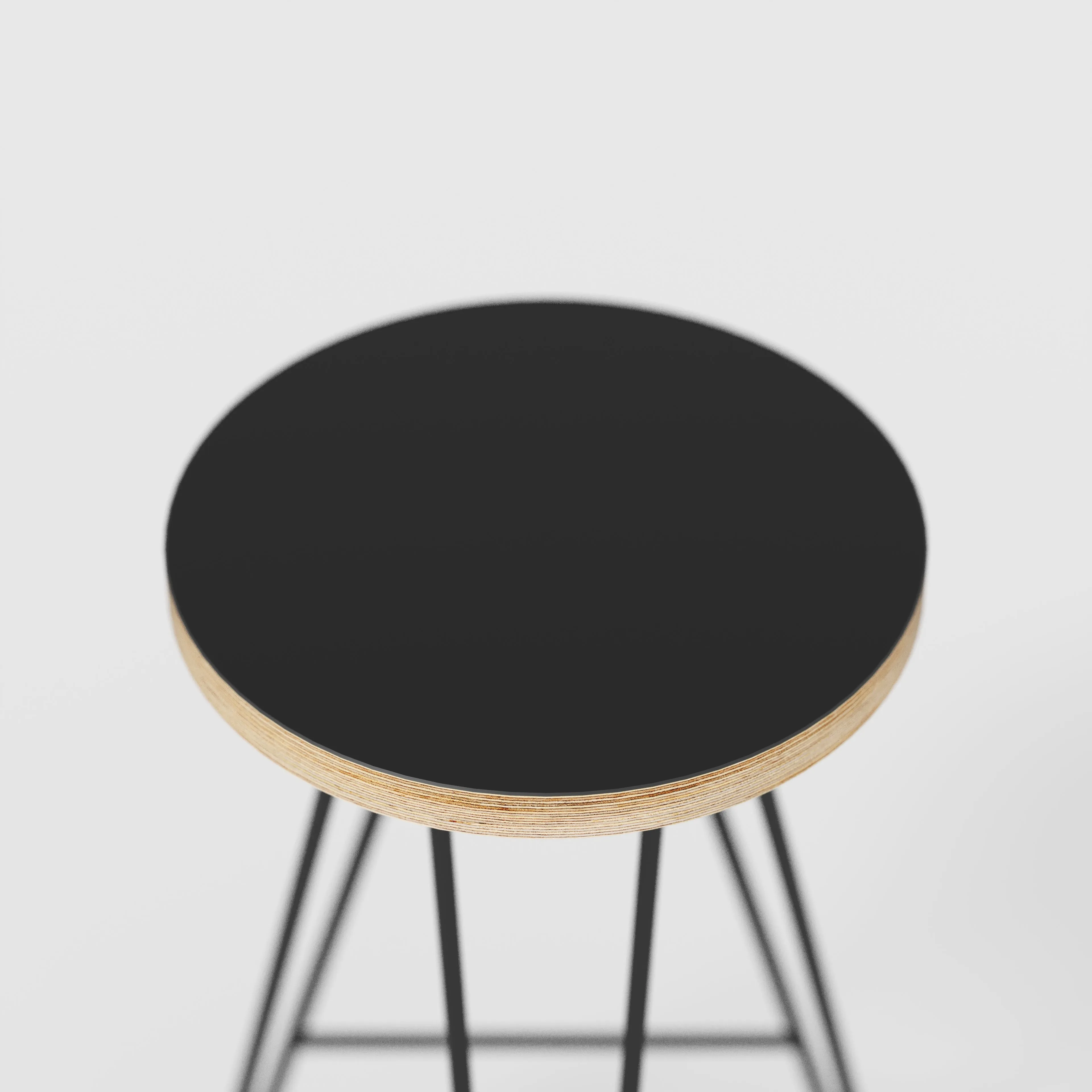 Plywood Bar Stool with Black Hairpin Base - Formica Diamond Black