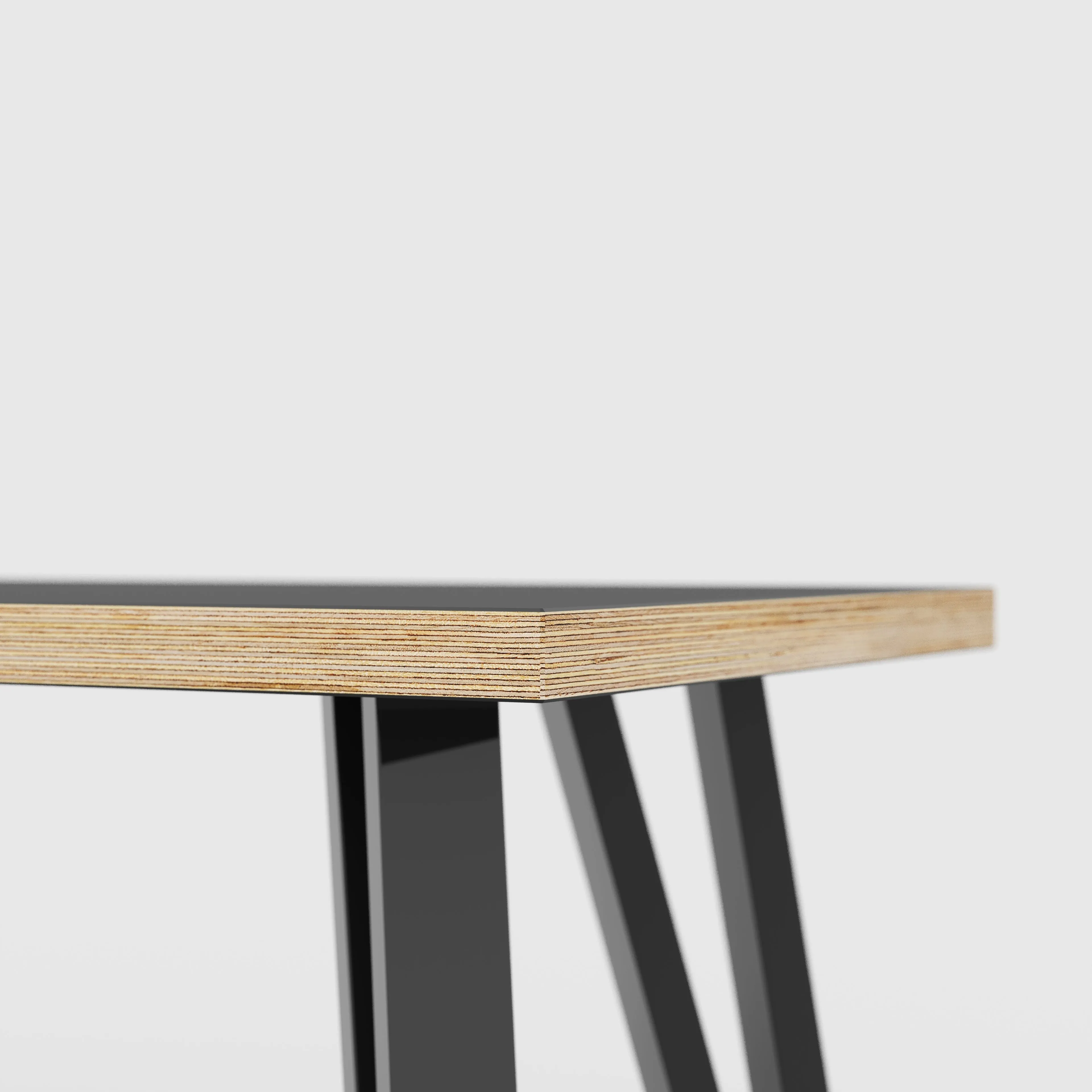 Plywood Bench Seat with Black Box Hairpin Legs - Formica Diamond Black - 1200(w) x 400(d) x 450(h)