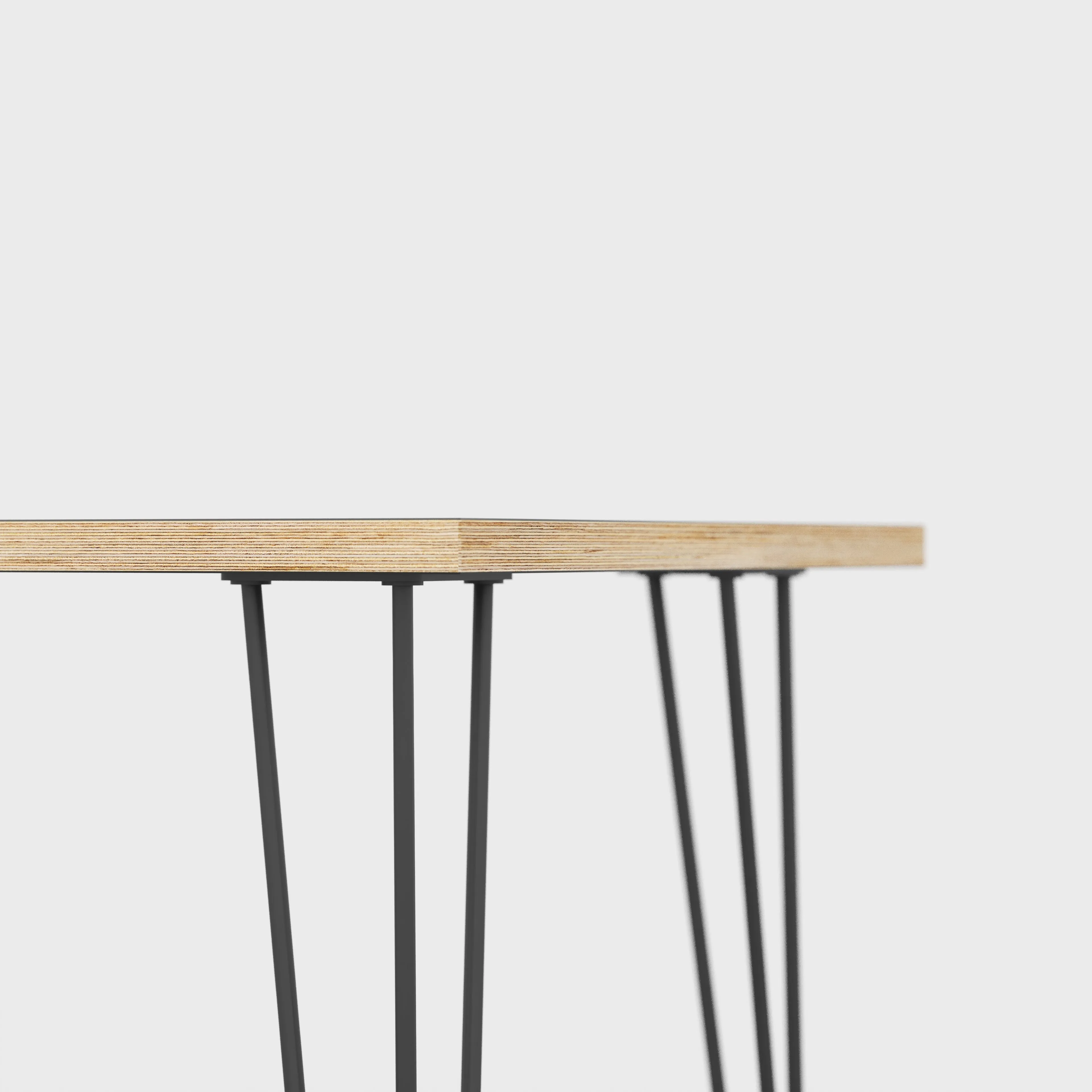 Plywood Coffee Table with Black Hairpin Legs - Formica Diamond Black - 800(w) x 800(d) x 425(h)