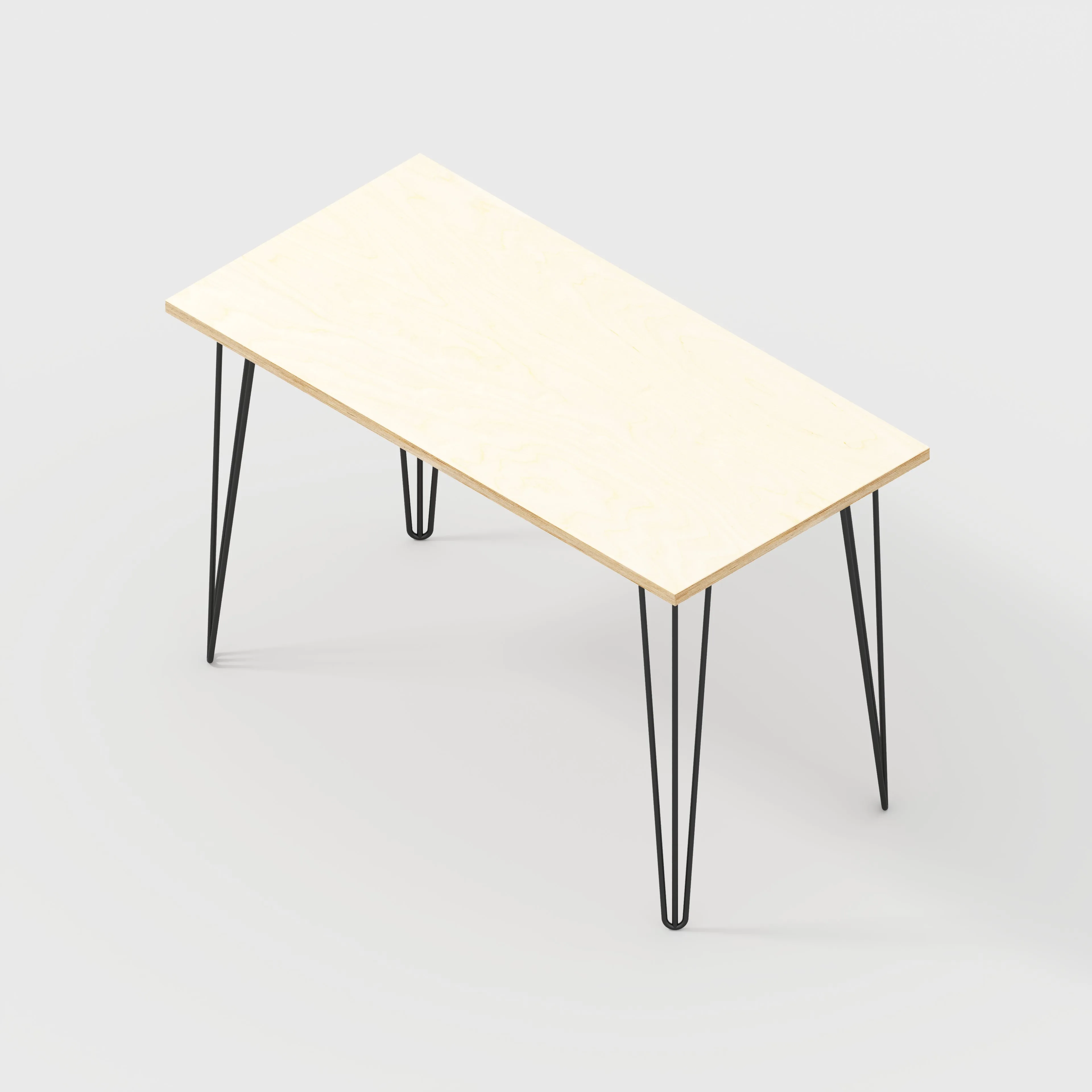 Plywood Desk with Black Hairpin Legs - Plywood Birch - 1200(w) x 600(d) x 735(h)