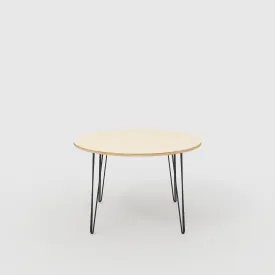 Plywood Round Table with Black Hairpin Legs - Plywood Birch - 1200(dia) x 735(h)