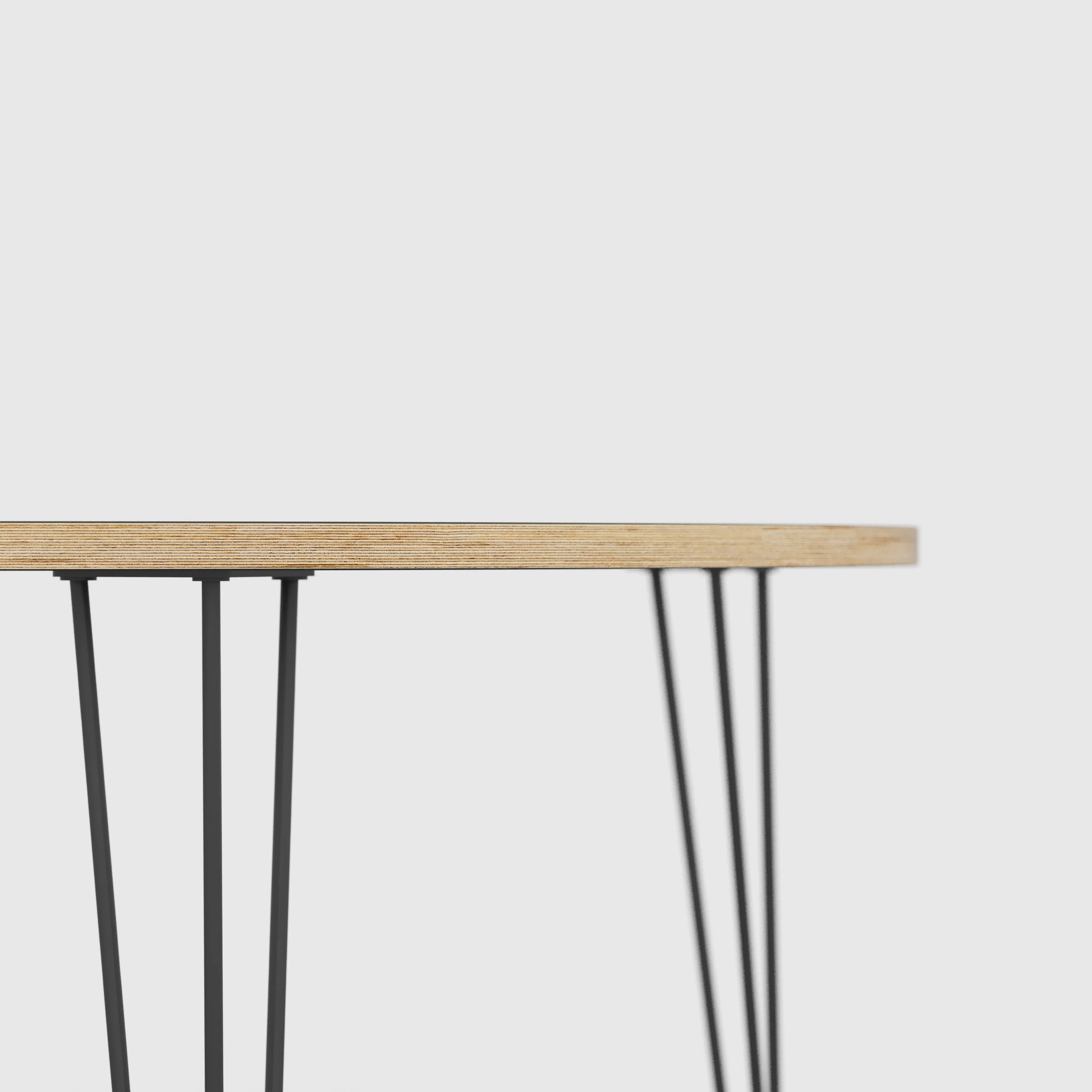 Plywood Round Table with Black Hairpin Legs - Plywood Birch - 1200(dia) x 735(h)