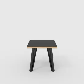 Plywood Side Table with Black Box Hairpin Legs - Formica Diamond Black - 500(w) x 500(d) x 425(h)