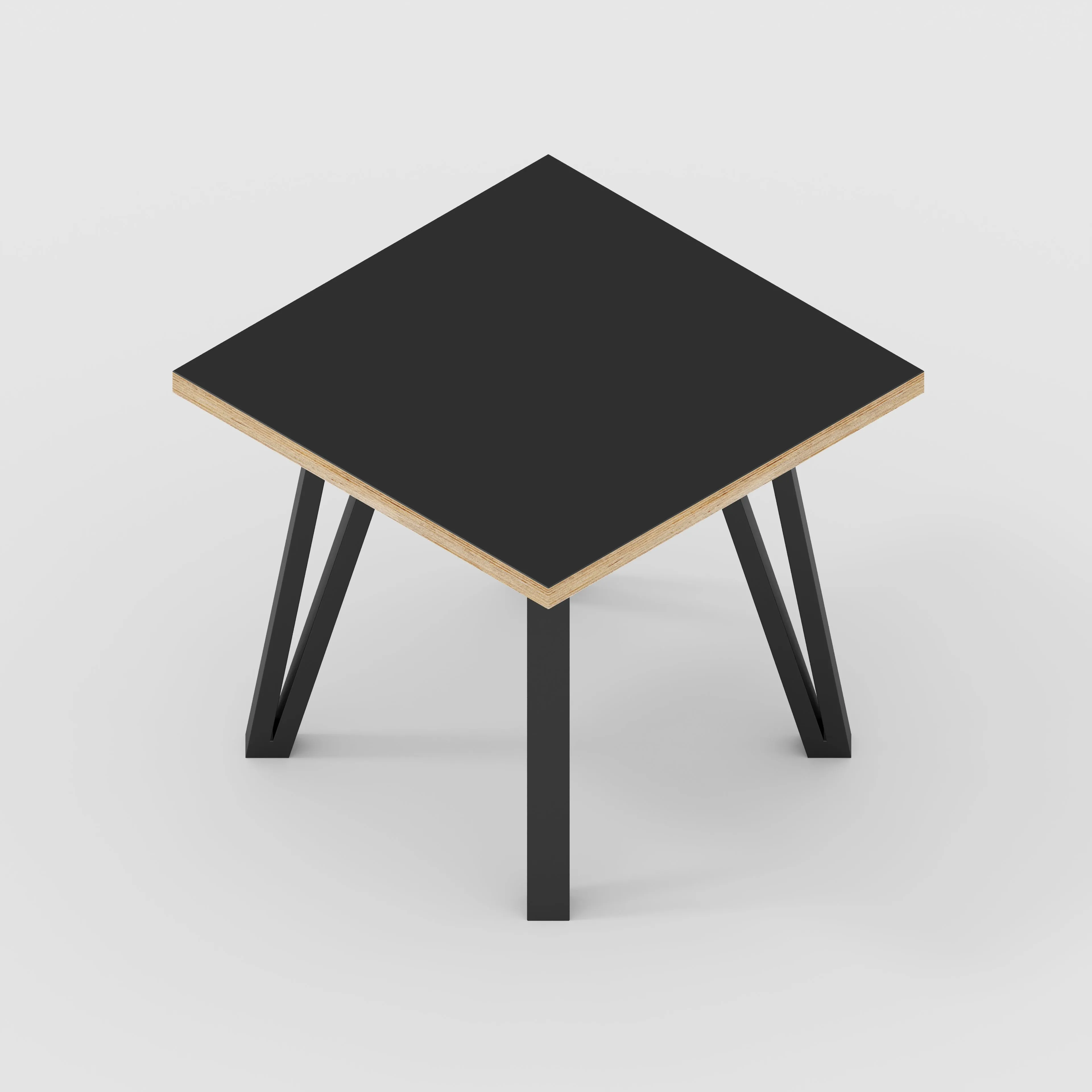 Plywood Side Table with Black Box Hairpin Legs - Formica Diamond Black - 500(w) x 500(d) x 425(h)