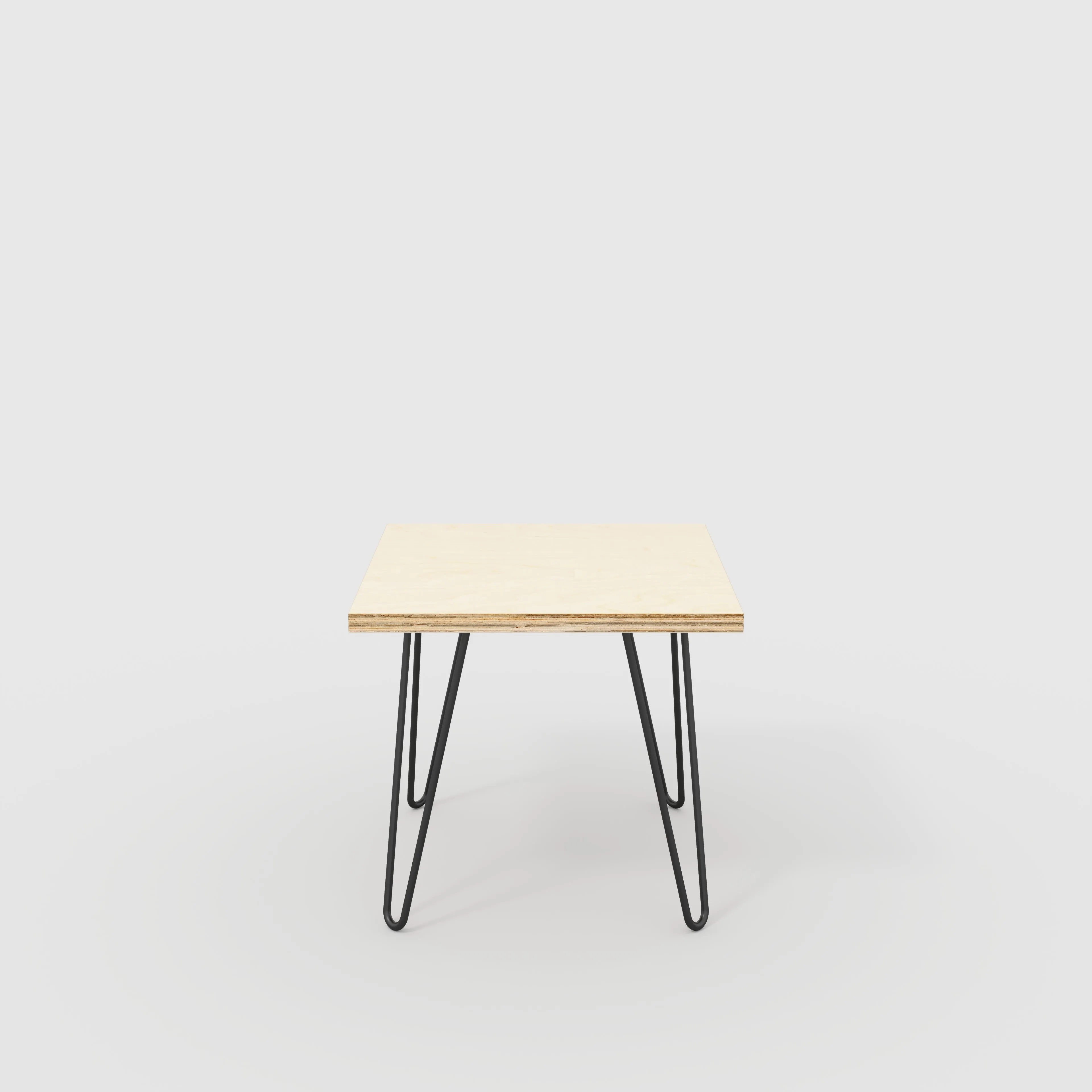 Plywood Side Table with Black Hairpin Legs - Plywood Birch - 500(w) x 500(d) x 425(h)