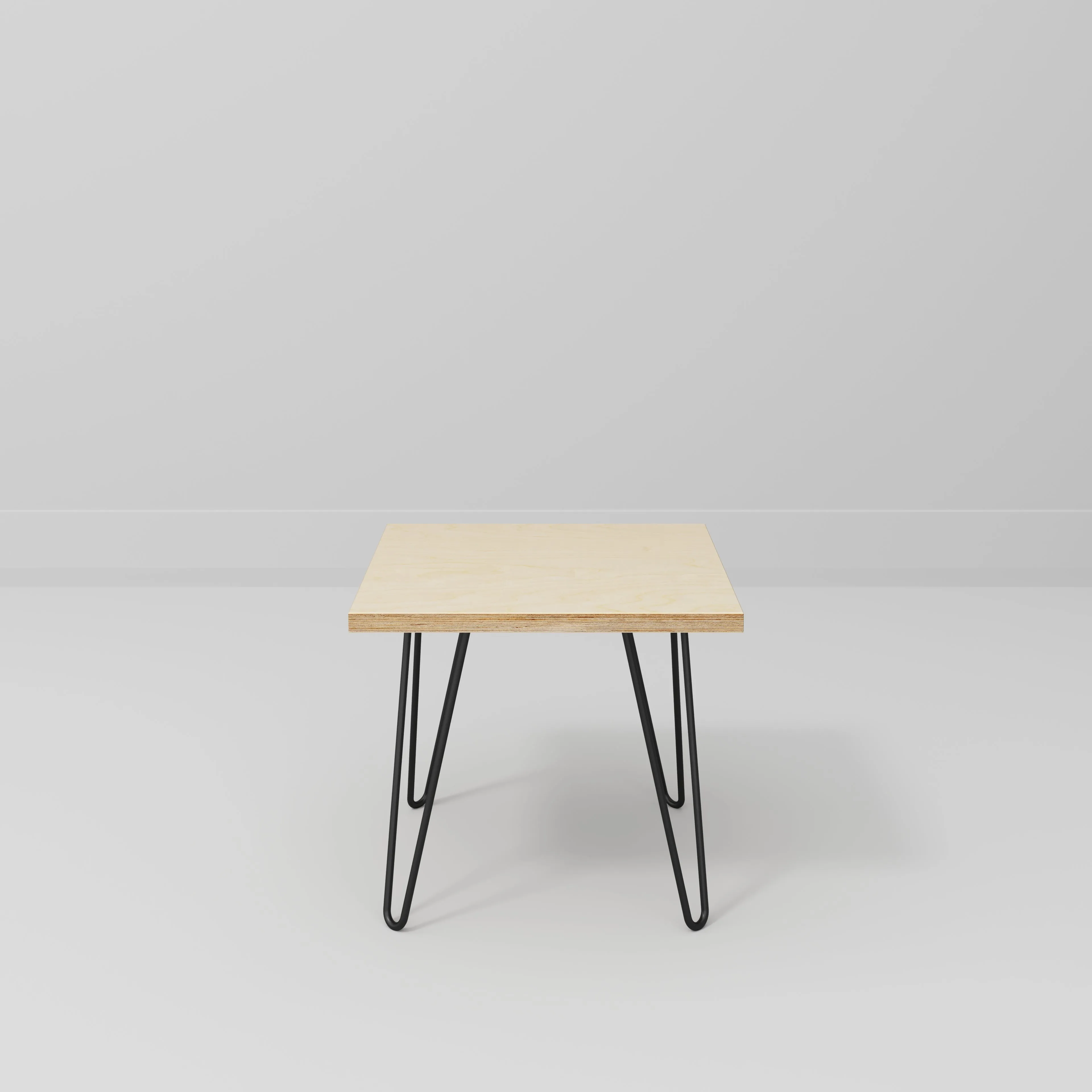 Plywood Side Table with Black Hairpin Legs - Plywood Birch - 500(w) x 500(d) x 425(h)