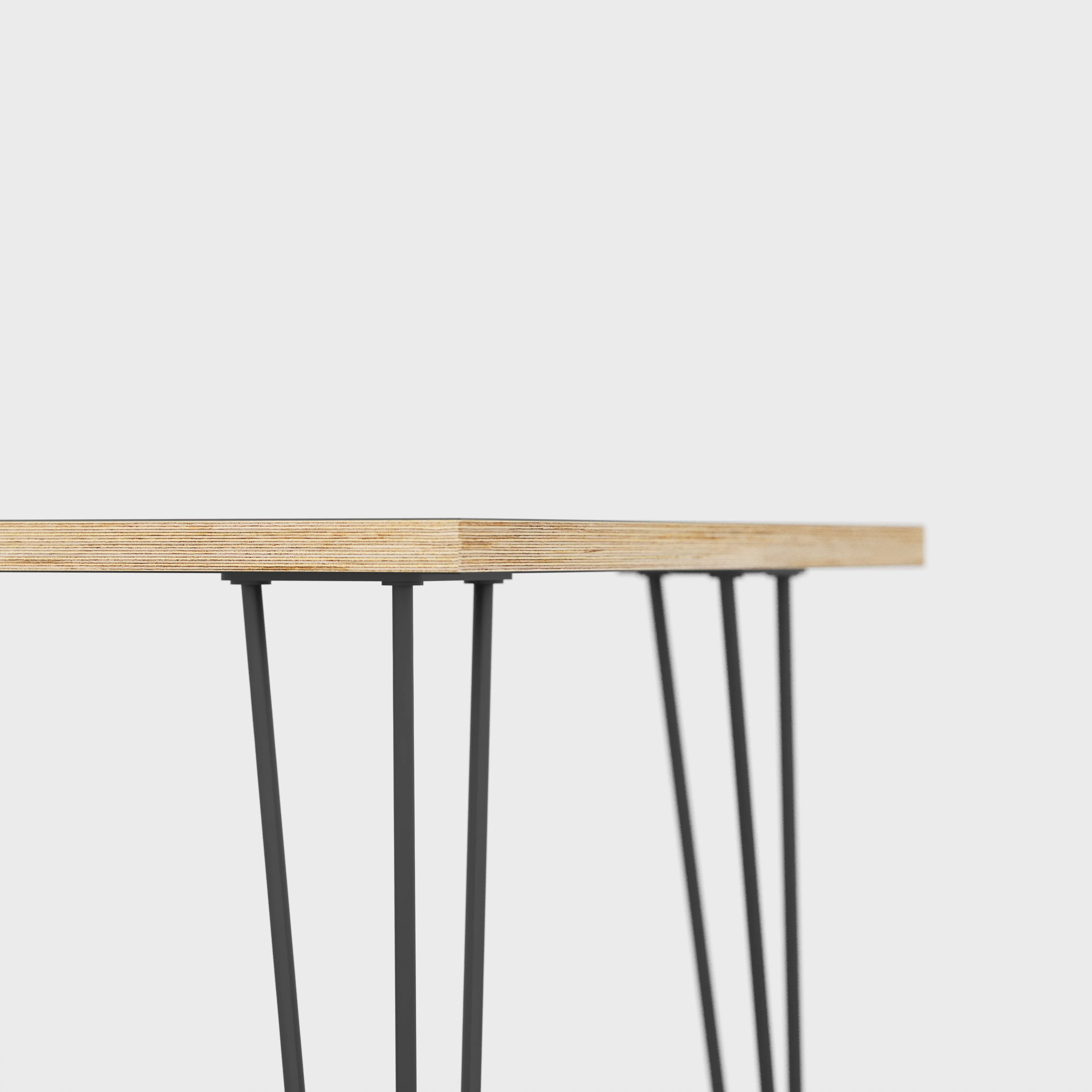 Plywood Table with Black Hairpin Legs - Formica Diamond Black - 1600(w) x 800(d)