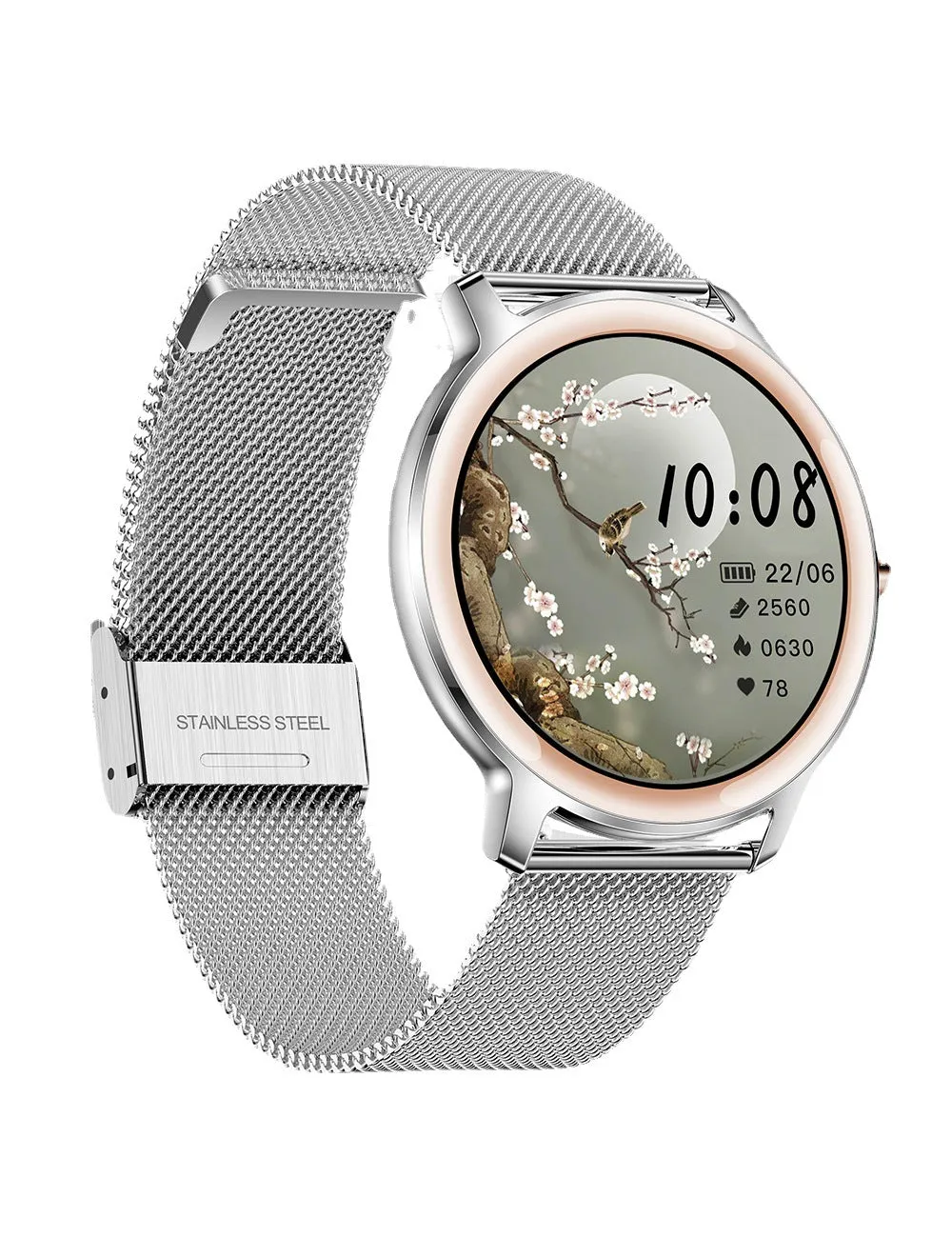 Popular R18 ladies smart watch full touch 1.09 inch screen ultra-thin body dial download bluetooth 5.0