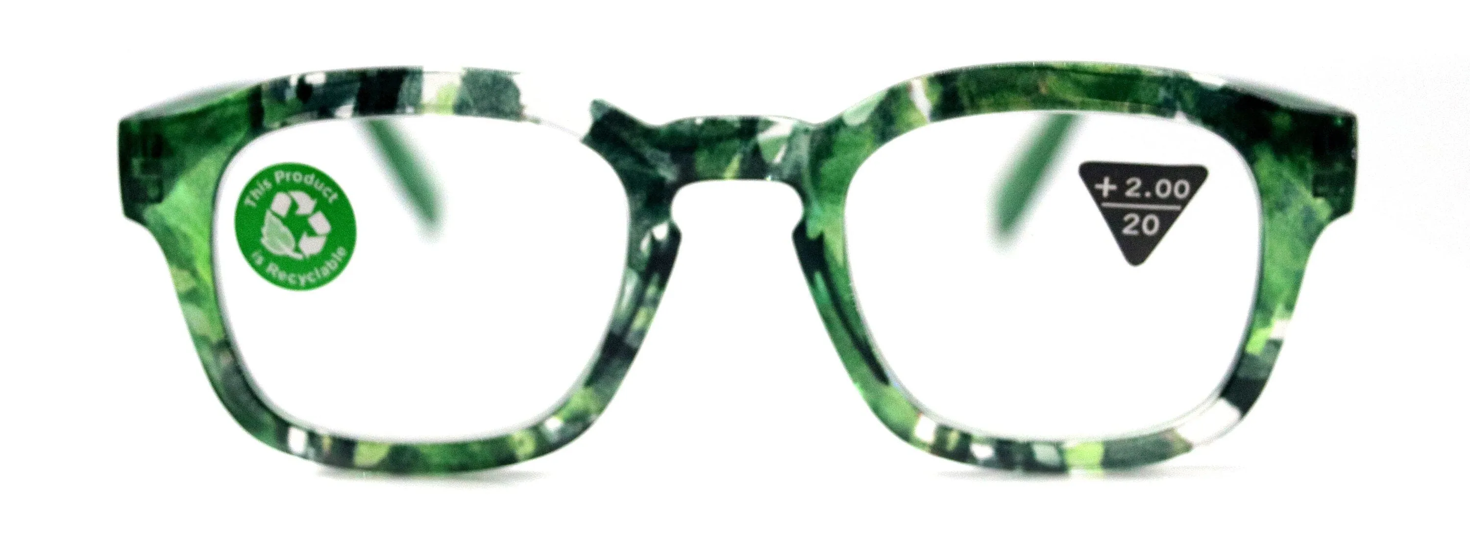 Sasha, (Premium) Reading Glasses, High End Readers  1.25.. 3 Magnifying Eyeglasses (Black, Green) Camo Square Optical Frames NY Fifth Avenue