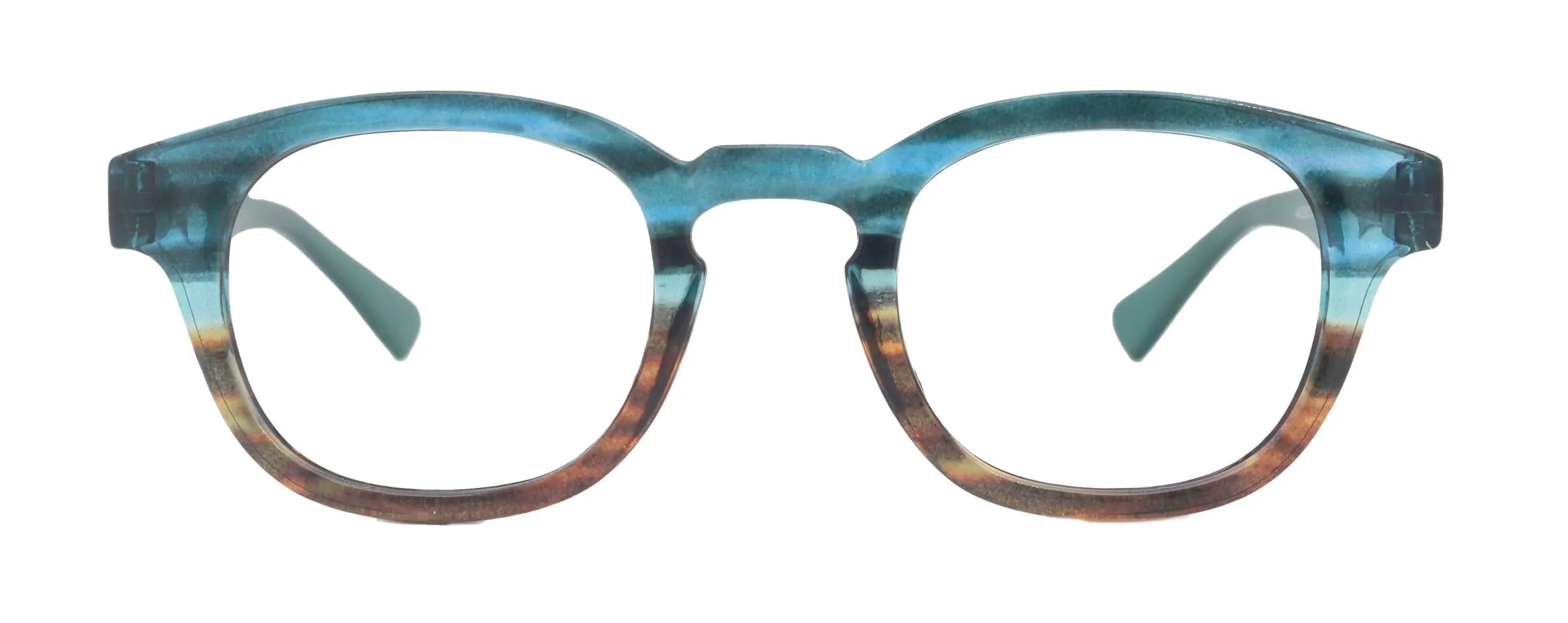 Sorbet Premium Reading Glasses High End Readers  1.25 ..  3.00 (Blue, Brown Transparent) Round Optical Frames. NY Fifth Avenue.