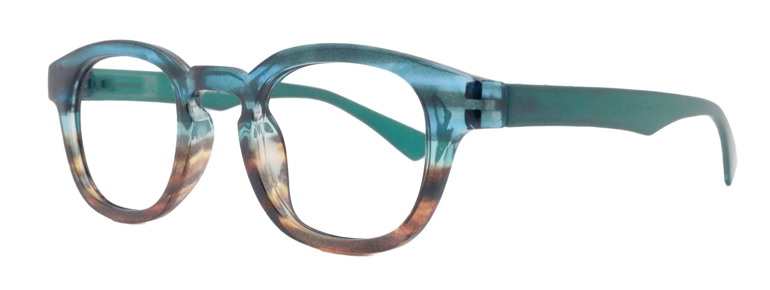 Sorbet Premium Reading Glasses High End Readers  1.25 ..  3.00 (Blue, Brown Transparent) Round Optical Frames. NY Fifth Avenue.