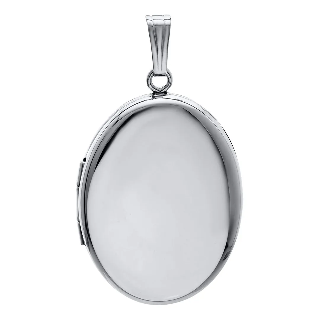 Sterling Silver 20x25mm Oval Locket Necklace