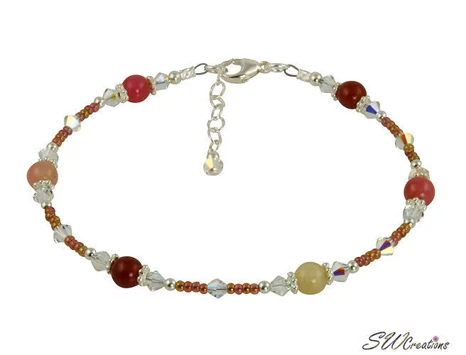 Sunset Jade Gemstone Crystal Beaded Anklet