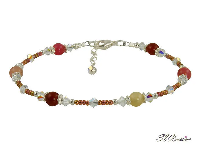 Sunset Jade Gemstone Crystal Beaded Anklet