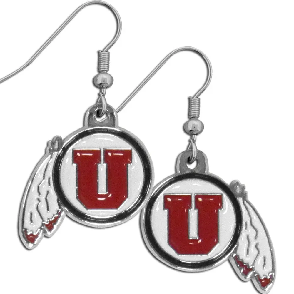 Utah Utes Chrome Dangle Earrings